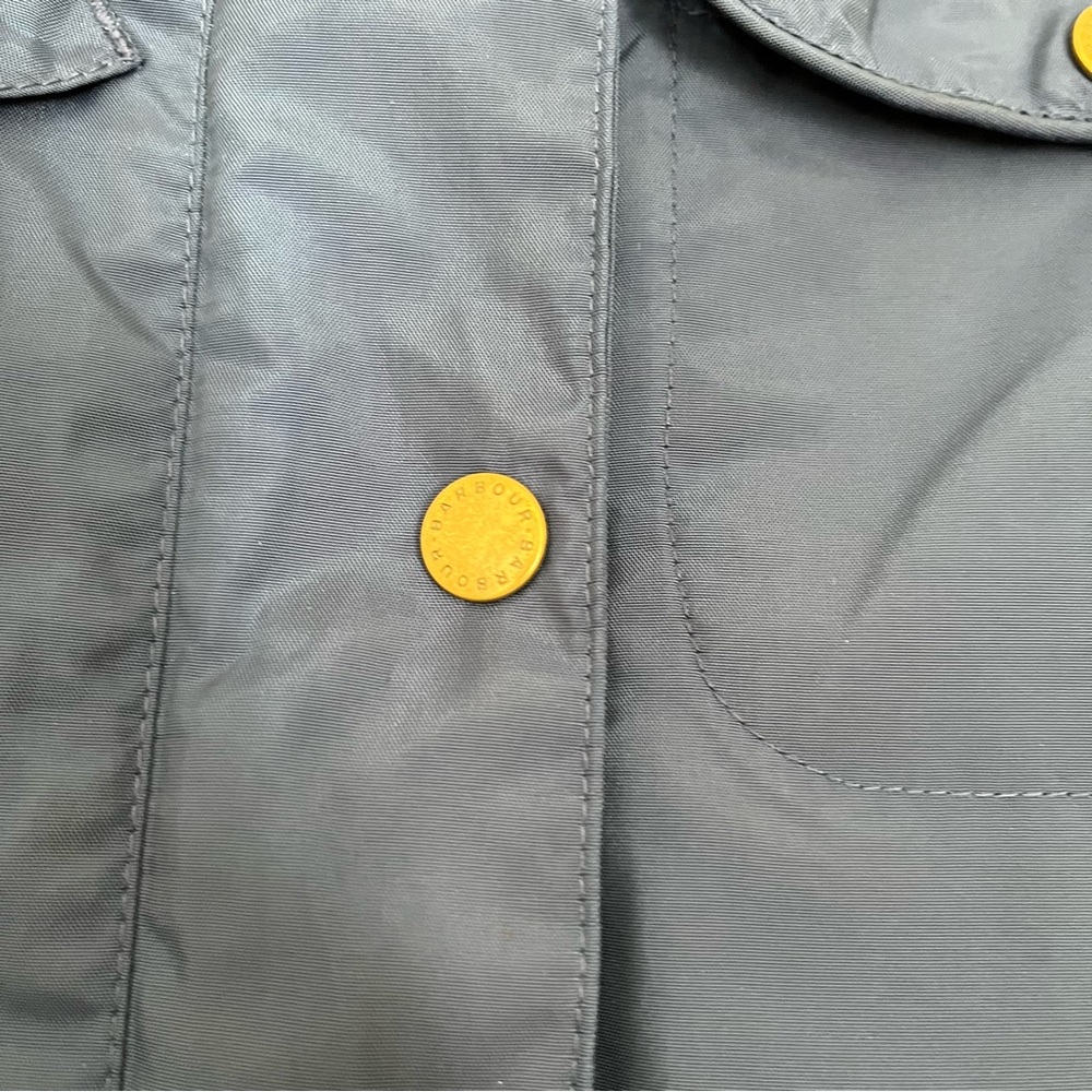 Barbour Waterproof Metallic Amelia Coat Blue Size 4 US 8 UK - Picture 7 of 9